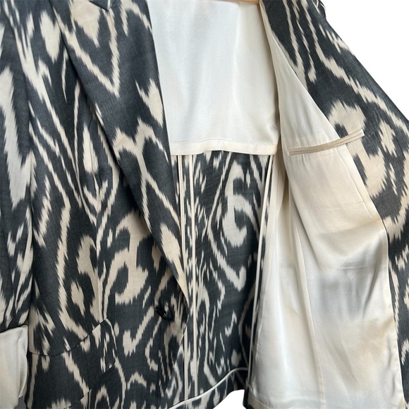 Oscar De La Renta SS19 Runway Ikat Print Caftan Silk Blend Blazer Size 10 - Picture 8 of 16